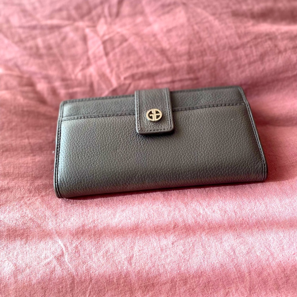 Gianni Bernini Leather Billfold / Checkbook Wallet - Silver / Grey - Never Used!